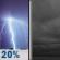 Saturday Night: Slight Chance Showers And Thunderstorms then Cloudy