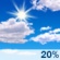 Monday: Mostly sunny, with a high near 82. Chance of precipitation is 20%. Monday: Mostly Sunny